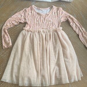 Kids Long Sleeve Pink Tulle Skirt Dress
